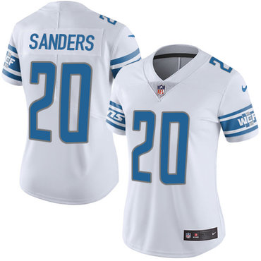 Nike Lions #20 Barry Sanders White Women's Stitched NFL Limited Jersey