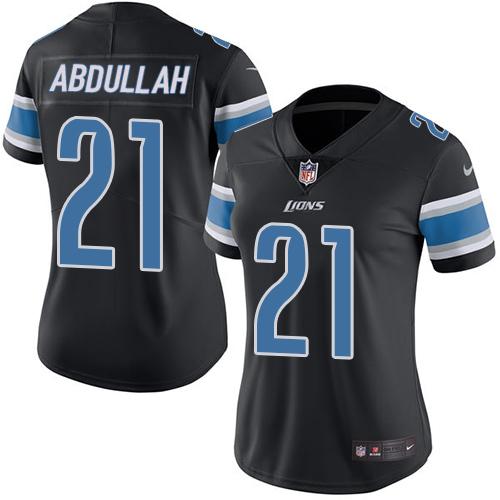 Nike Lions #21 Ameer Abdullah Black Women's Stitched NFL Limited Rush Jersey