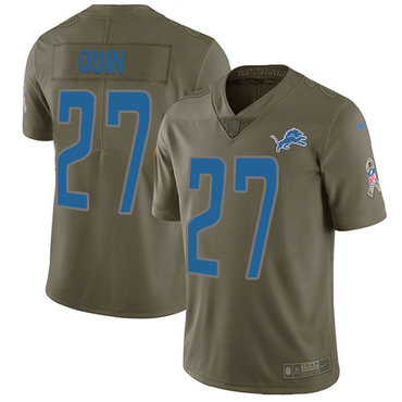 Nike Lions #27 Glover Quin Olive Youth Stitched NFL Limited 2017 Salute to Service Jersey