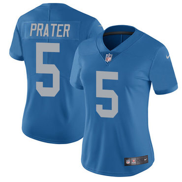 Nike Lions #5 Matt Prater Blue Throwback Women's Stitched NFL Limited Jersey