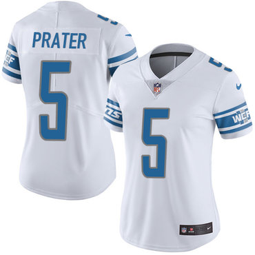 Nike Lions #5 Matt Prater White Women's Stitched NFL Limited Jersey