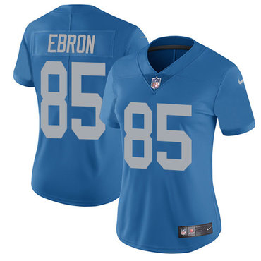 Nike Lions #85 Eric Ebron Blue Throwback Women's Stitched NFL Limited Jersey