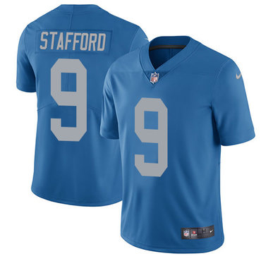Nike Lions #9 Matthew Stafford Blue Throwback Men's Stitched NFL Limited Jersey
