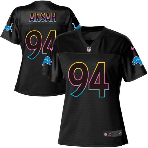 Nike Lions #94 Ziggy Ansah Black Women's NFL Fashion Game Jersey