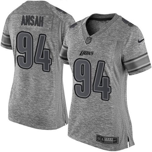 Nike Lions #94 Ziggy Ansah Gray Women's Stitched NFL Limited Gridiron Gray Jersey