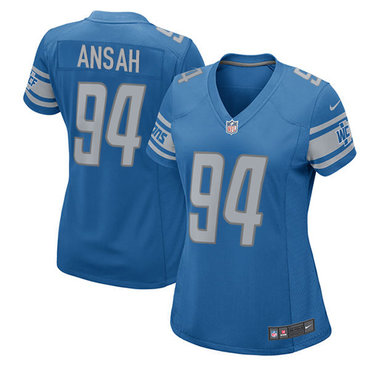 Nike Lions #94 Ziggy Ansah Light Blue Team Color Women's Stitched NFL Elite Jersey