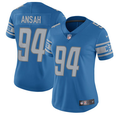 Nike Lions #94 Ziggy Ansah Light Blue Team Color Women's Stitched NFL Vapor Untouchable Limited Jersey