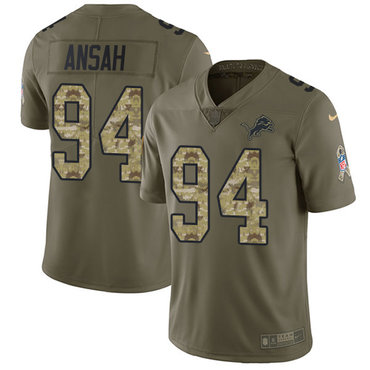 Nike Lions #94 Ziggy Ansah Olive Camo Youth Stitched NFL Limited 2017 Salute to Service Jersey
