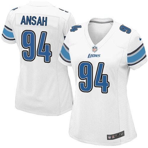 Nike Lions #94 Ziggy Ansah White Women's Stitched NFL Elite Jersey