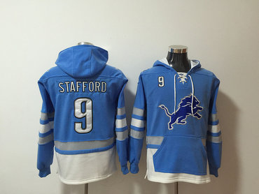 Nike Lions 9 Matthew Stafford Blue Pullover Hoodie