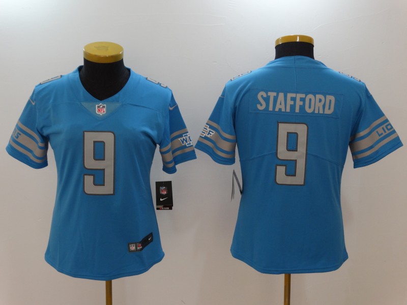 Nike Lions 9 Matthew Stafford Blue Women Vapor Untouchable Limited Jersey