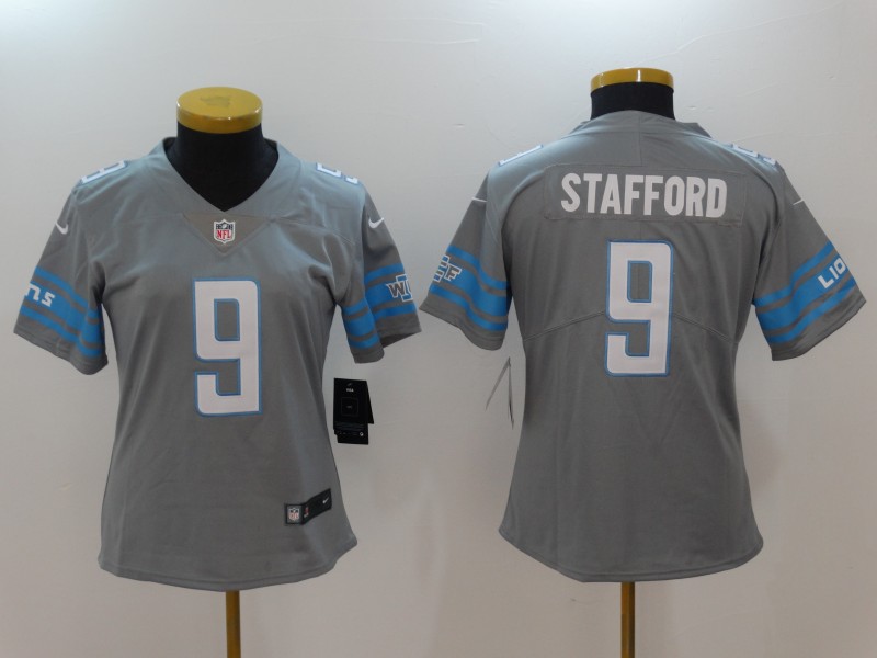 Nike Lions 9 Matthew Stafford Gray Women Vapor Untouchable Limited Jersey
