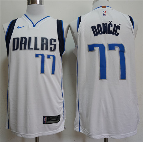 Nike Mavericks 77 Luka Doncic White Nike Swingman Jersey