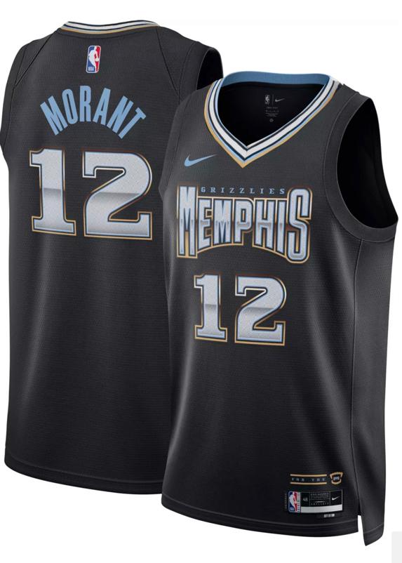 Nike Men's 2022-23 City Edition Memphis Grizzlies Ja Morant #12 Black Dri-FIT Swingman Jersey Large