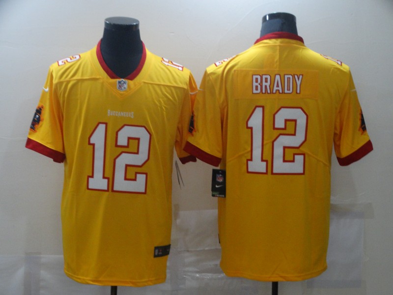 Nike Men's Buccaneers #12 Tom Brady Yellow  Stitched NFL Limited Rush Jersey