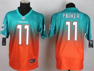 Nike Miami Dolphins #11 DeVante Parker Aqua Green Orange Men's Stitched NFL Elite Fadeaway Fashion Jersey