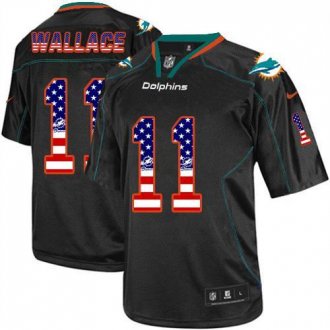 Nike Miami Dolphins #11 Mike Wallace Black NFL Elite USA Flag Fashion Jersey