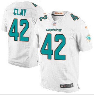 Nike Miami Dolphins #42 Charles Clay White NFL New Elite Jersey