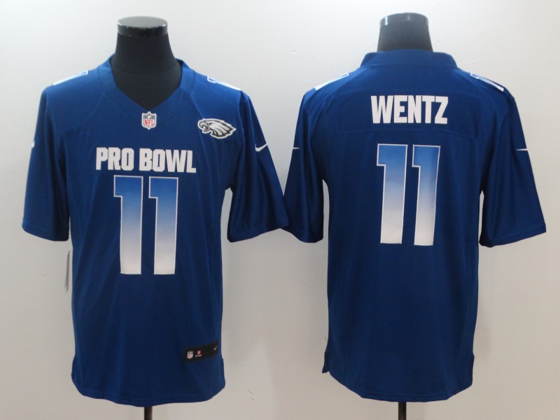 Nike NFC Eagles 11 Carson Wentz Royal 2018 Pro Bowl Game Jersey