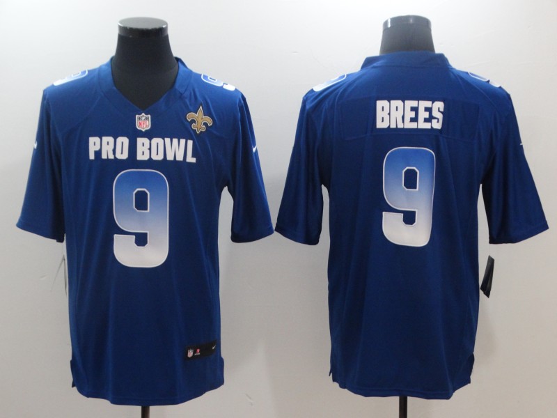 Nike NFC Saints 9 Drew Brees Royal 2018 Pro Bowl Game Jersey