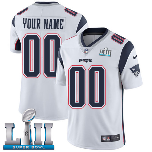 Nike NFL New England Patriots Vapor Untouchable Customized Super Bowl LII  Limited White Road Youth Jersey