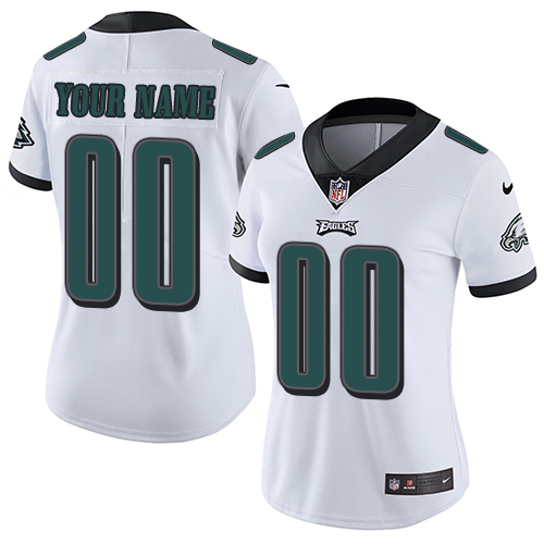 Nike NFL Philadelphia Eagles Vapor Untouchable Customized Elite White Road Women's Jersey
