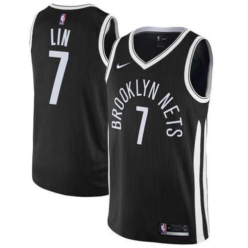 Nike Nets #7 Jeremy Lin Black NBA Swingman City Edition Jersey