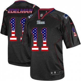 Nike New England Patriots #11 Julian Edelman Black NFL Elite USA Flag Fashion Jersey