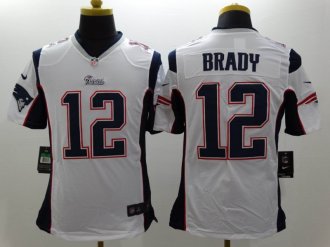 Nike New England Patriots #12 Brady White Men's NFL Limited Jerseys