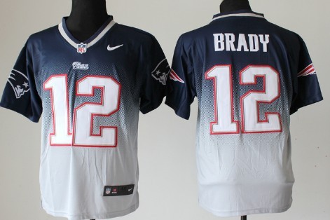 Nike New England Patriots #12 Tom Brady Blue_Gray Fadeaway Elite Jersey 
