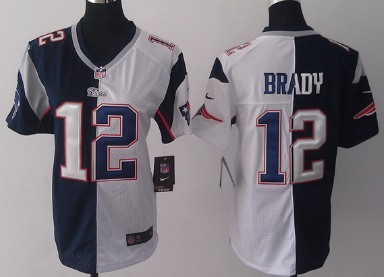 Nike New England Patriots #12 Tom Brady Blue_White Two Tone Womens Jersey 