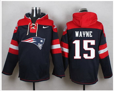 Nike New England Patriots #15 Reggie Wayne Navy Blue Player Pullover NFL Hoodie