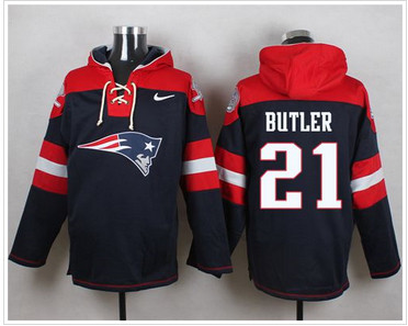 Nike New England Patriots #21 Malcolm Butler Navy Blue Player Pullover NFL Hoodie