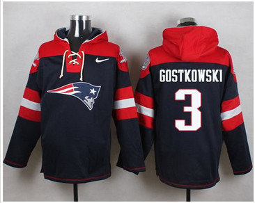 Nike New England Patriots #3 Stephen Gostkowski Navy Blue Player Pullover NFL Hoodie