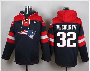 Nike New England Patriots #32 Devin McCourty Navy Blue Player Pullover NFL Hoodie