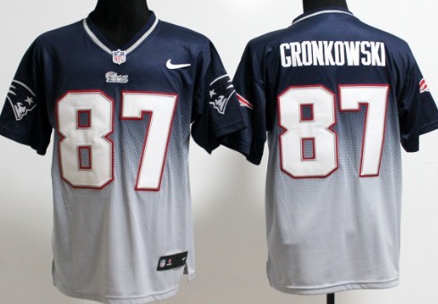 Nike New England Patriots #87 Rob Gronkowski Blue_Gray Fadeaway Elite Jersey