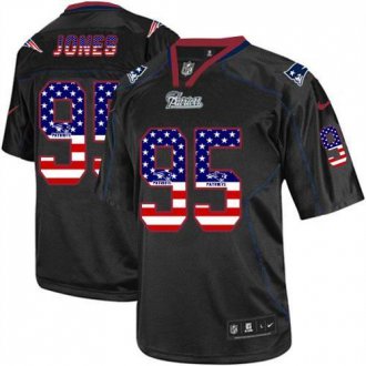 Nike New England Patriots #95 Chandler Jones Black NFL Elite USA Flag Fashion Jersey