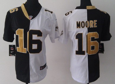 Nike New Orleans Saints #16 Lance Moore Black_White Two Tone Womens Jersey