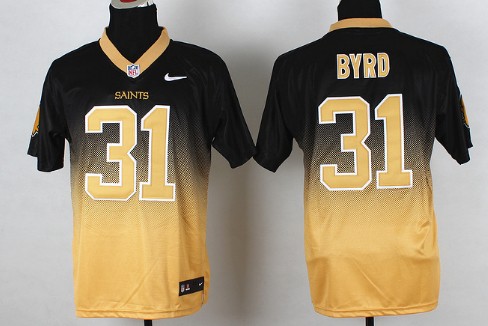 Nike New Orleans Saints #31 Jairus Byrd Black_Gold Fadeaway Elite Jersey