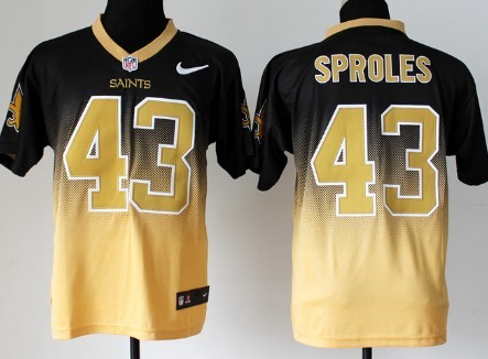 Nike New Orleans Saints #43 Darren Sproles Black_Gold Fadeaway Elite Jersey
