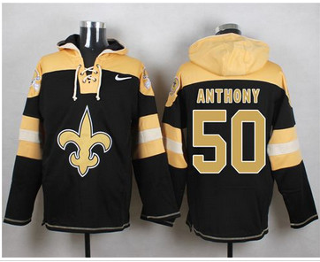 Nike New Orleans Saints #50 Stephone Anthony Black Player Pullover NFL Hoodie