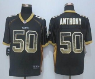 Nike New Orleans Saints #50 Stephone Anthony Black Team Color Men's Stitched NFL Elite Drift Fashion jersey