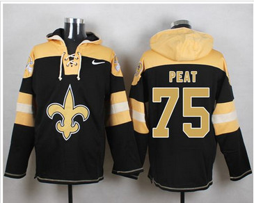 Nike New Orleans Saints #75 Andrus Peat Black Player Pullover NFL Hoodie