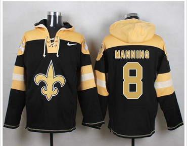 Nike New Orleans Saints #8 Archie Manning Black Player Pullover NFL Hoodie