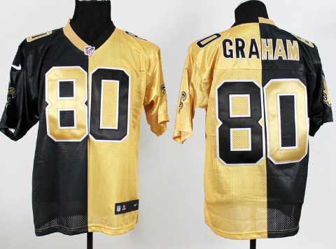 Nike New Orleans Saints #80 Jimmy Graham Black_Gold Two Tone Elite Jersey 
