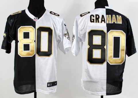 Nike New Orleans Saints #80 Jimmy Graham Black_White Two Tone Elite Jersey 