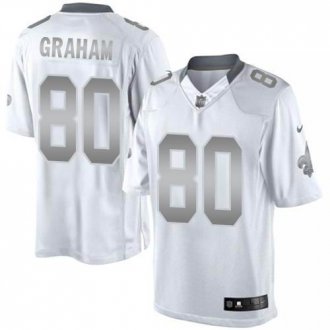 Nike New Orleans Saints #80 Jimmy Graham White NFL Limited Platinum Jersey