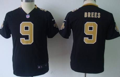 Nike New Orleans Saints #9 Drew Brees Black Game Kids Jersey