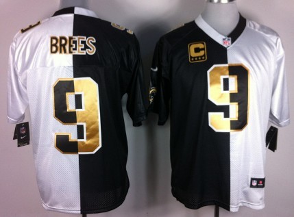 Nike New Orleans Saints #9 Drew Brees Black_White Two Tone Elite Jersey 