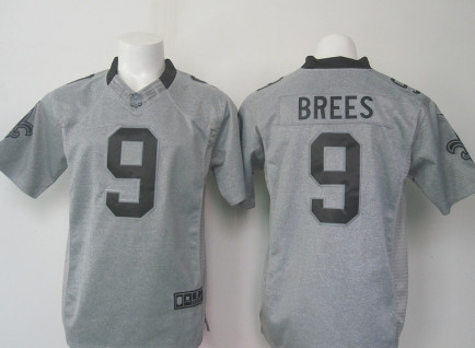 Nike New Orleans Saints #9 Drew Brees Gray Men''s Stitched NFL Limited Gridiron Gray Jersey